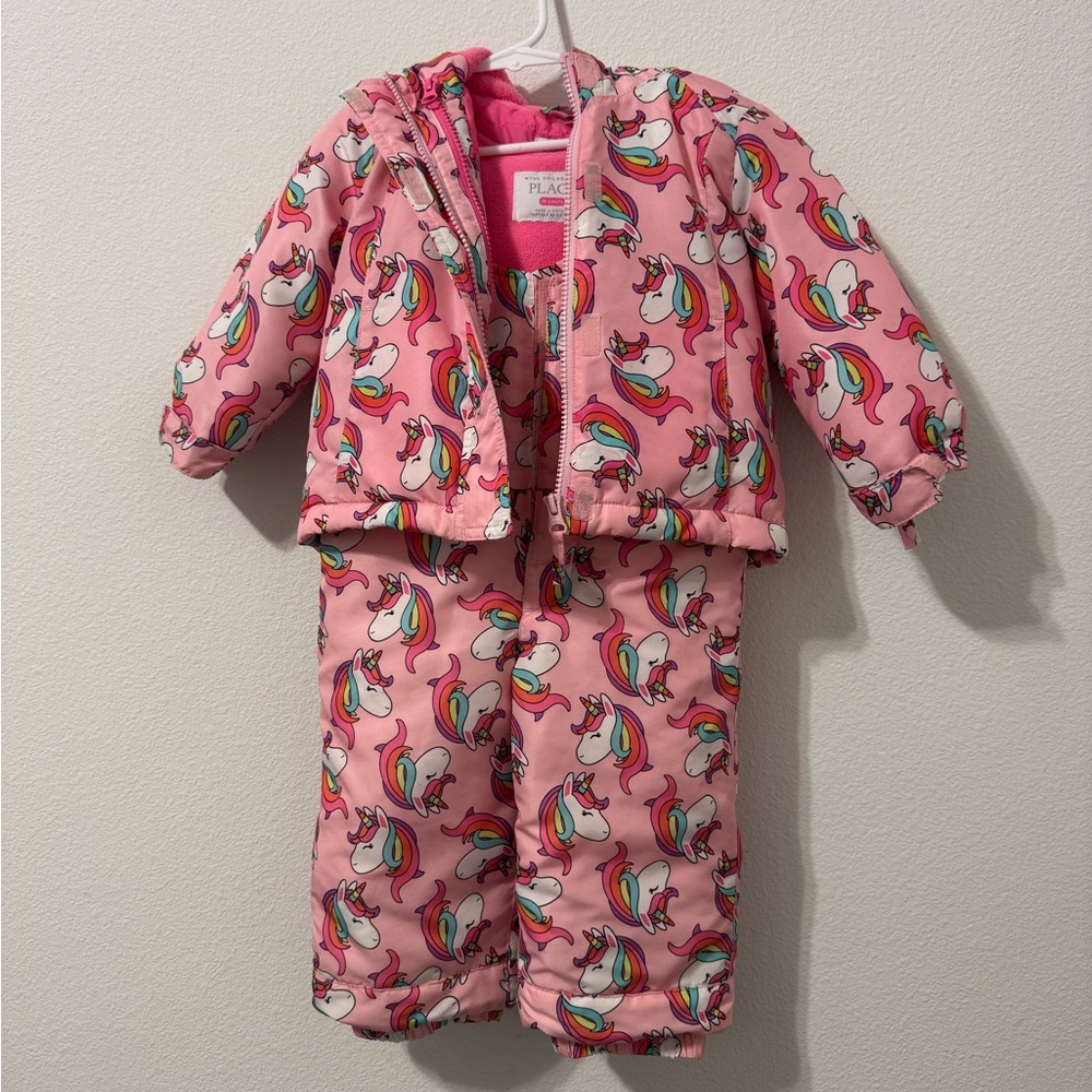 The Children's Place Toddler Girls Unicorn Jacket And Snow Overalls Set